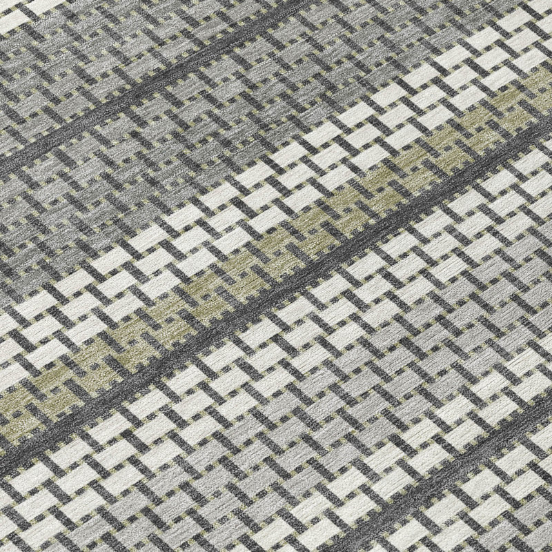 Machine Washable Indoor/Outdoor Lockway ACN2427 Stripes Rug, Rectangle 1'8" x 2'6"