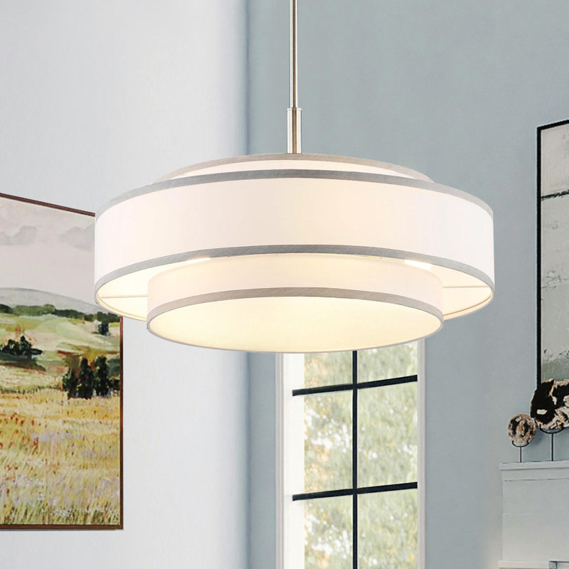 Lustre tambour 5 lumières Aasim, Nickel brossé