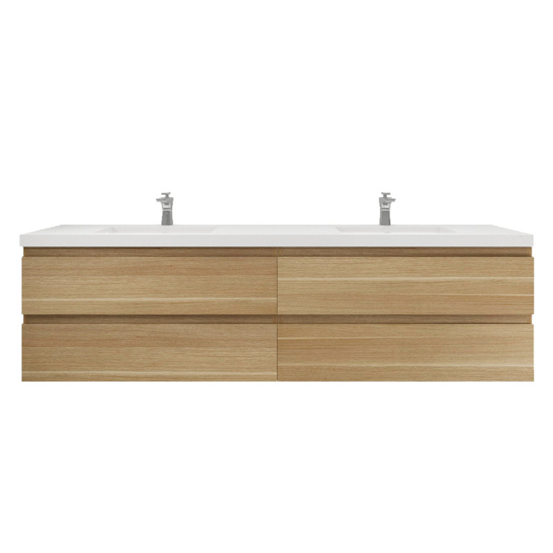 Amahia Double Bathroom Vanity with Acrylic Top, White Oak