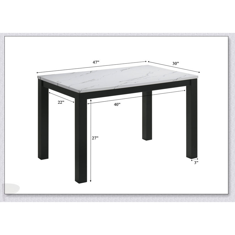Table de salle à manger rectangulaire 1Pc, Blanc