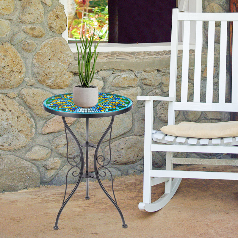 Aerend Round Metal Outdoor Side Table , 14'' in. W 14'' in. D