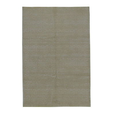 Tapis ivoire et vert clair de grande qualité noué à la main Windsom