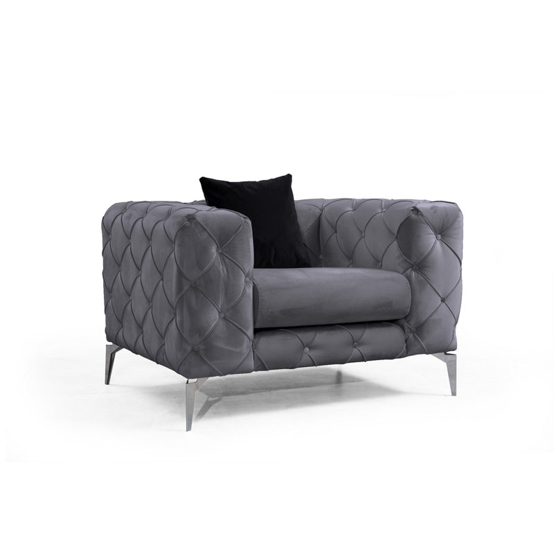 Crean Upholstered Armchair, Anthracite, Silver