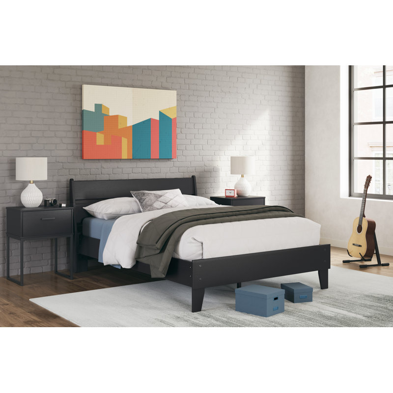 Socalle Full Panel Platform Bed, Black, Full