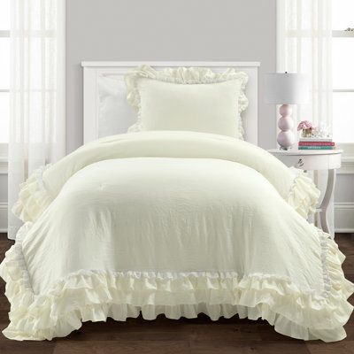 Ella Shabby Elegance Ruffle Lace Microfiber Comforter Set