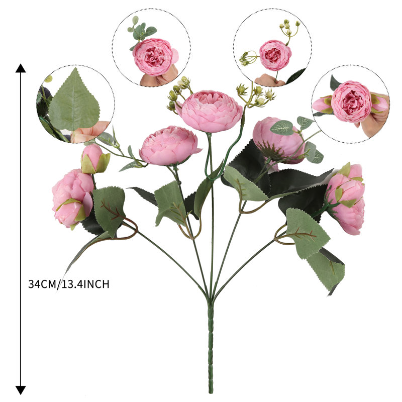 4 Bundles Peonies Artificial Flowers Silk Fake Flowers Bouquets For Home Wedding Decoration Table Centerpiece Party Bridal Floral Arrangements