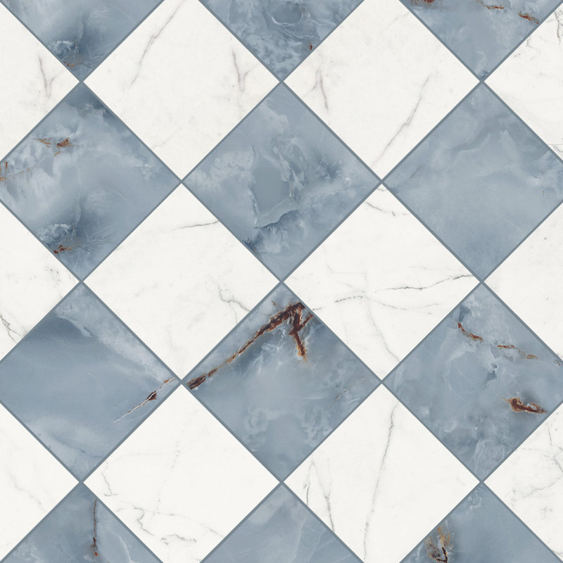 Prestige damier 8x8 Statuario et Azzurro, Statuario and Azzurro