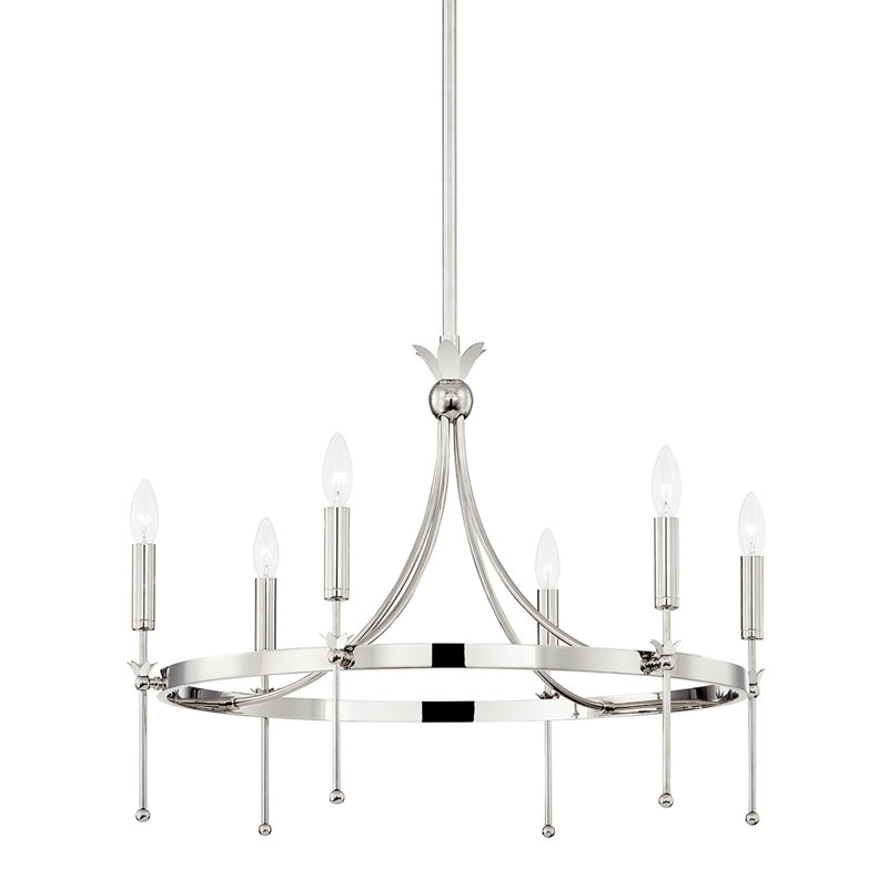 Gates 6 Light Chandelier, Polished Nickel