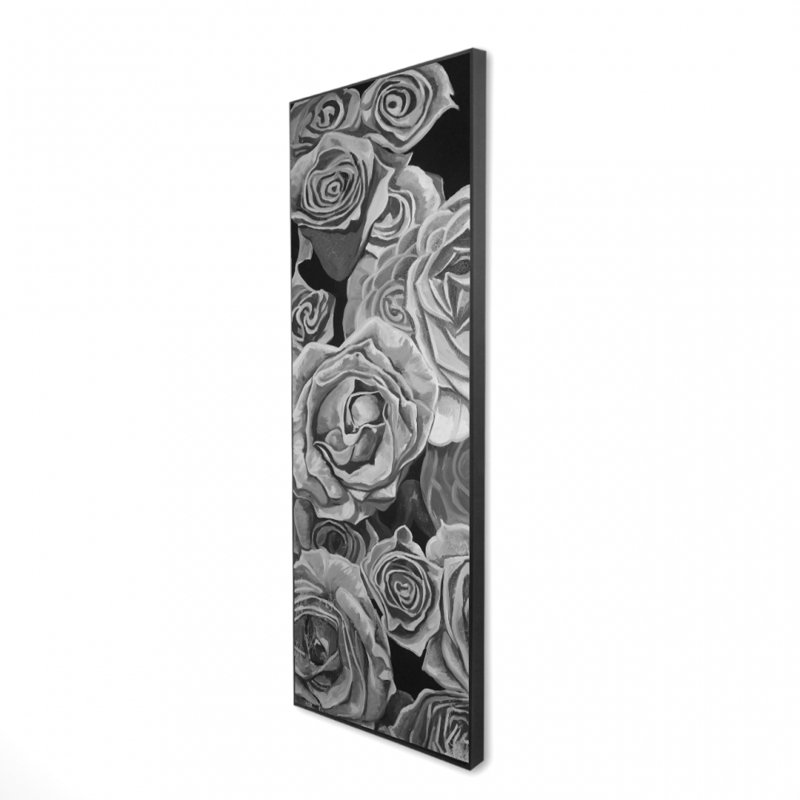 Grayscale Roses - Gray Botanical Framed Canvas for Home Decor