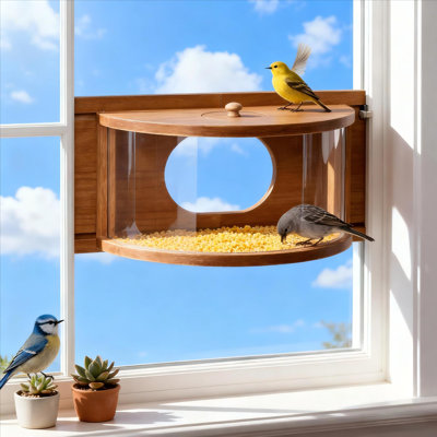 Large Wooden Bird Feeders With 180 Clear View