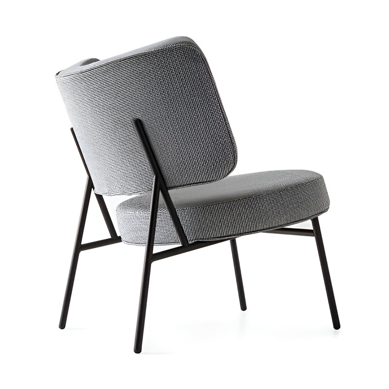 Coco Lounge Chair, Gray Velvet, Polished Brass