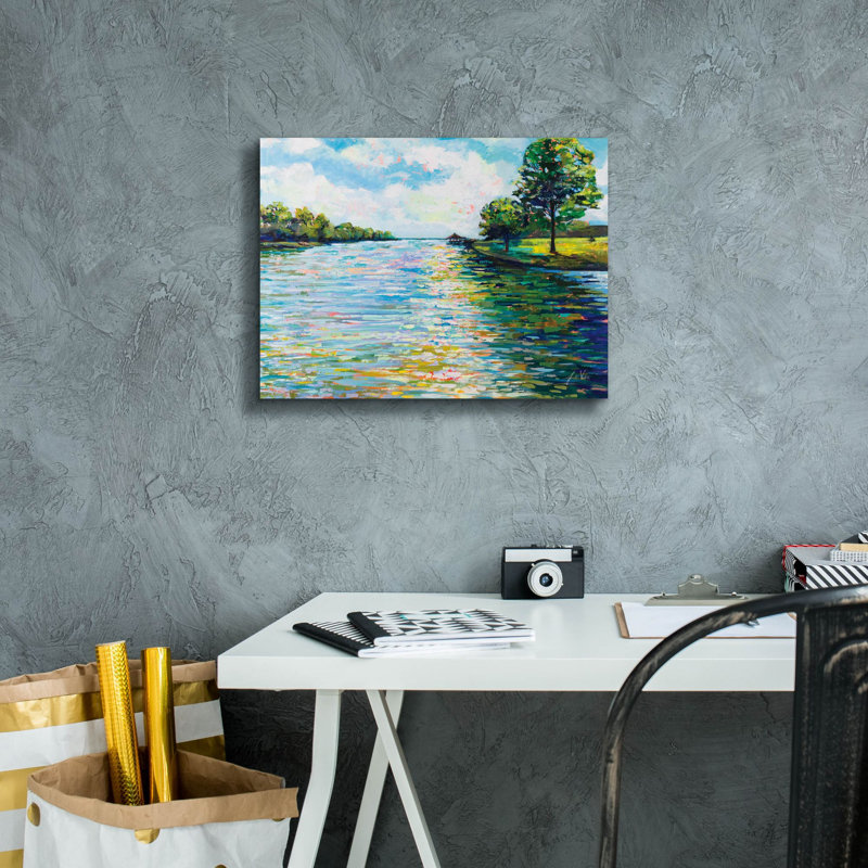 «Lake View» par Jeanette Vertentes, art mural sur toile, H 12 po x l 16 po x P 0,75 po