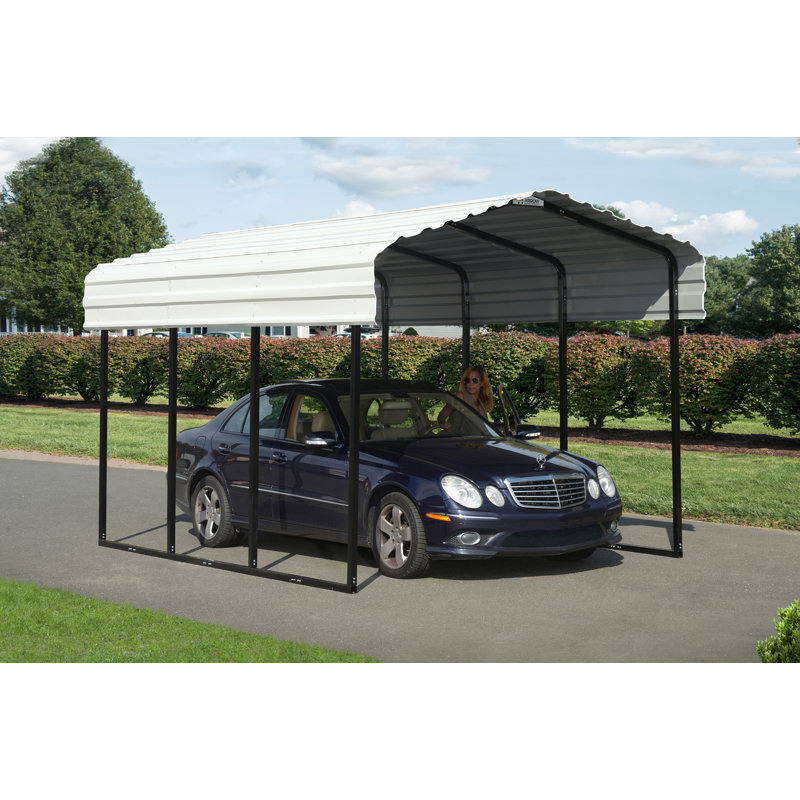 Eggshell Steel Frame Carport Kit with White Roof