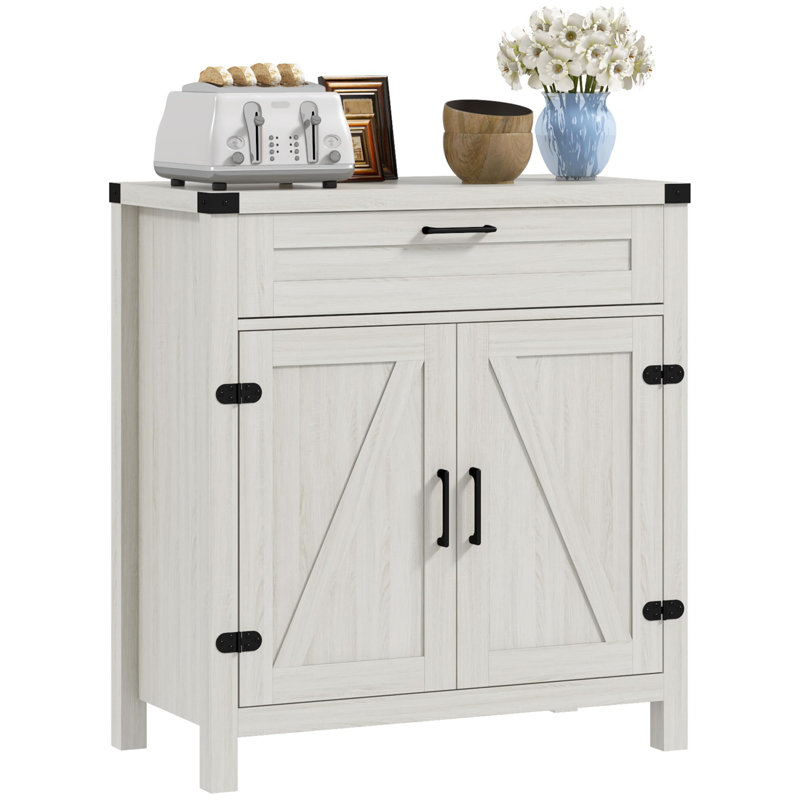 Sideboard Buffet Cabinet with Storage Drawer, White Oak