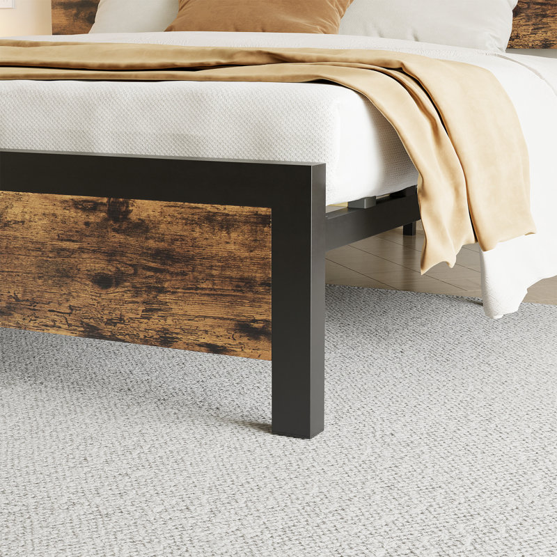 Full Size Platform Bed Frame with Headboard & 4 Storage Drawers, Sturdy Quiet Metal Platform Bed Frame, No Box Spring Needed, Easy Assembly