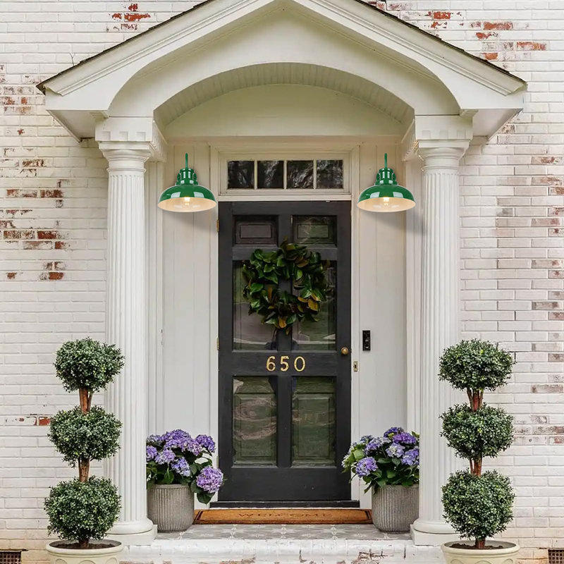 Outdoor Gooseneck Rustic Barn Wall Lantern (Bulbs not Included), Green