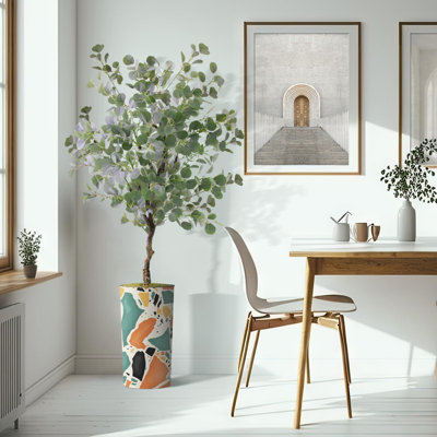 Artificial Tree In Modern Planter, Fake Eucalyptus Silk Tree Home Decoration (Plant Pot Plus Tree)
