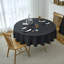 Jacquard Waterproof Thick Elegant Soft Premium Damask Branch Scroll Decorative Home Kitchen Table Cloth Liquid Repellent and Stain Resistant Tablecloth, Black Colour Round 70 Inch-2084578703-2084578740