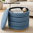 Stylish Linen Cylinder Storage Ottoman-1121326091