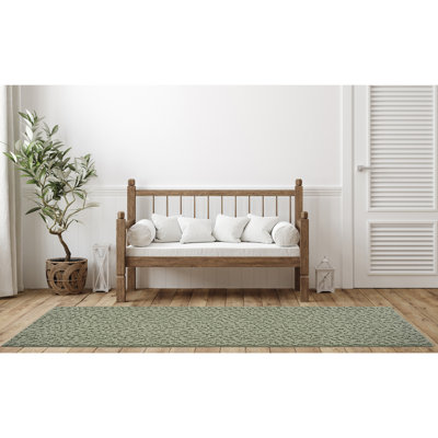 Edith Floral Machine Made Tufted Polypropylene Area Rug in Green