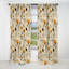 Beige et orange, décorations florales - Rideau Boho - Rideau abstrait occultant - 1 panneau-107555574