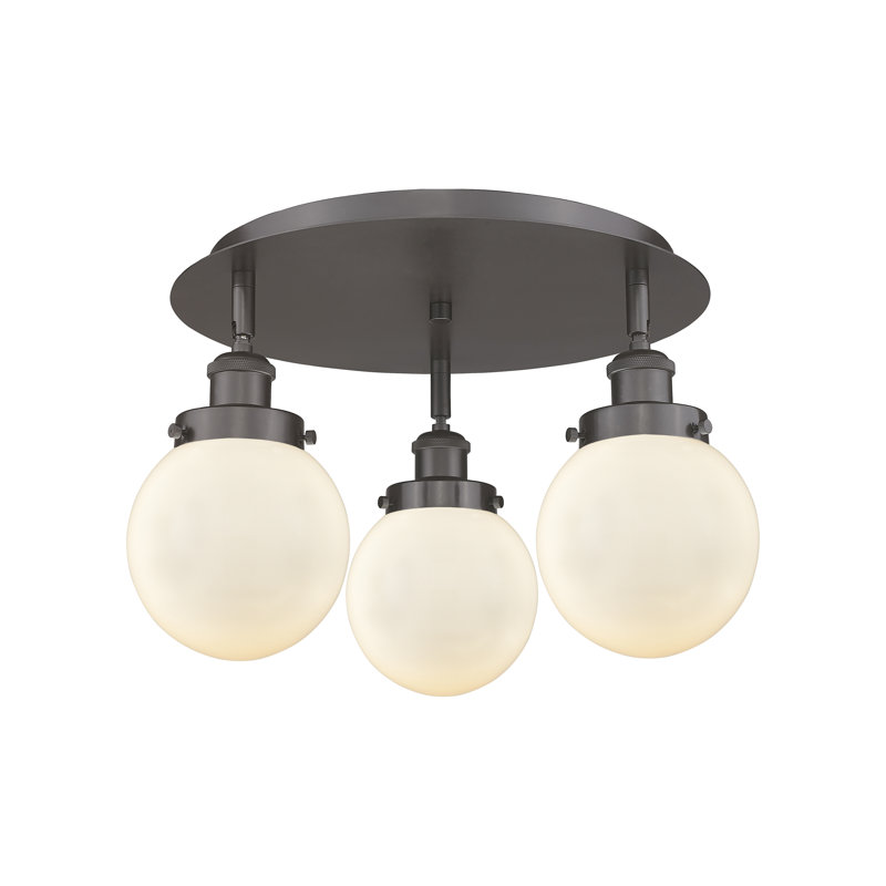 Alphonsa Glass Flush Mount, Matte White, Oil Rubbed Bronze