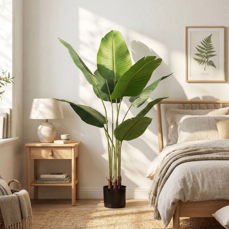 Fausse plante palmier de voyage, H 48 po x l 27,56 po