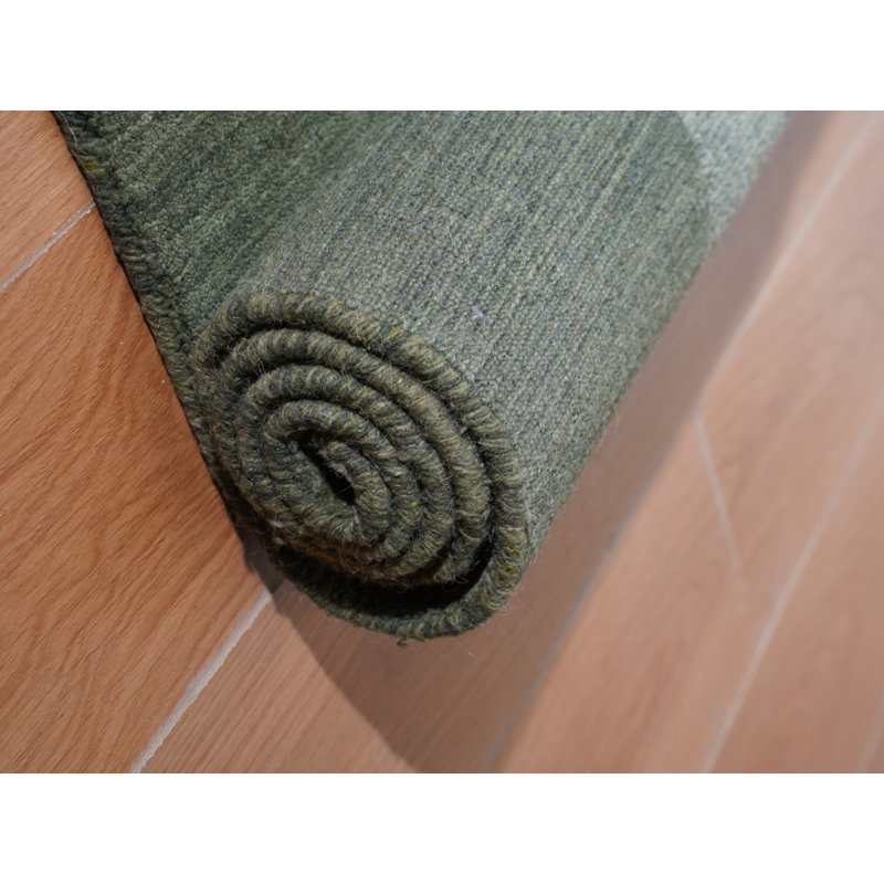 Tapis en laine tissée à la main Kenshawn, Rectangle 8 pi 8 po x 10 pi, Vert