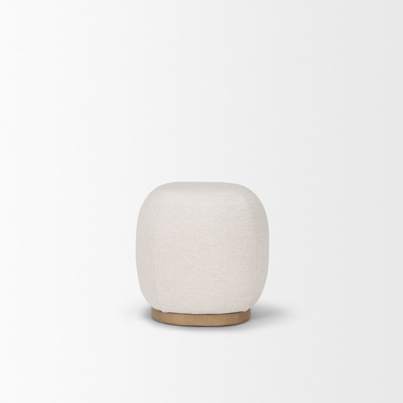 Pouf rond de 18,1 po de largeur, Crème, crème, Naturel