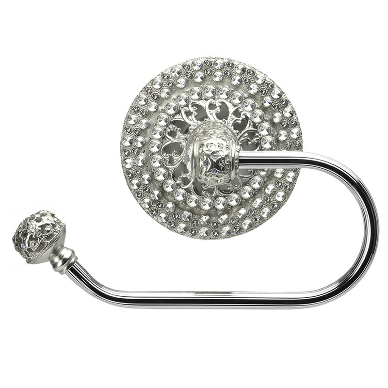 Juliane Grace II swing tissue reeded ring left with 225 Swarovski Clear Crystals in Platinum, Chrome