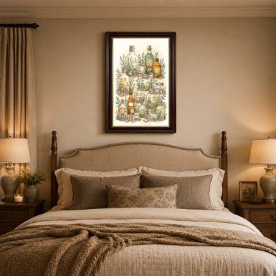 Glass Bottles with Tiny Houses and Glowing Windows Canvas Wall Art
