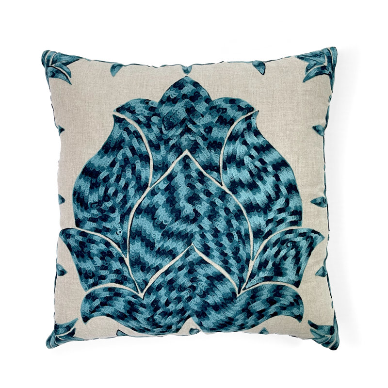 Floral Linen Throw Pillow