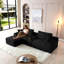 Canapé modulaire modulaire, canapé en nuage de velours côtelé à siège profond avec porte-gobelets, ports USB et boîte de rangement, canapé-lit, canapé sans dossier avec repose-pieds mobile pour le salon, aucun assemblage requis, noir-716215799