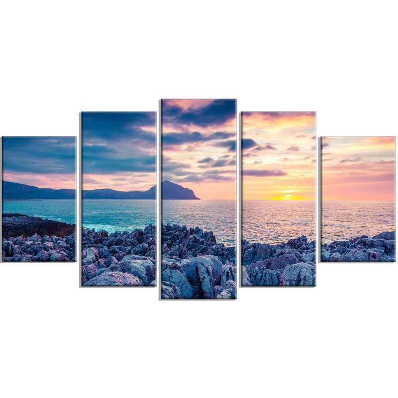 « spring coucher over monte cofano », ensemble de 5 reproductions d’art mural sur toiles tendues