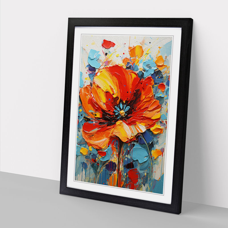 Poppy Flower Action No.2 - Framed Print, Black Framed, 34cm H x 25cm W x 2cm D
