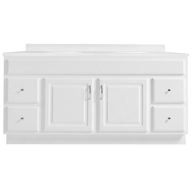 Concord 61 Inch Bathroom Vanity with Cultured Marble Top, Assembled, White