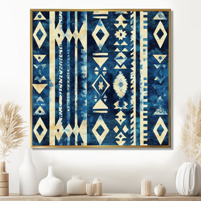 Indigo Boho Wall Art, Tribal Pattern Canvas, Werby