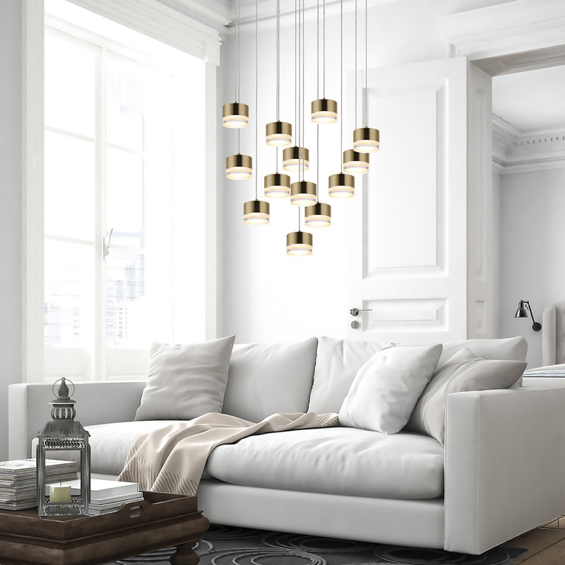 Barnsdall 13 - Light Cluster Pendant, Brushed Brass