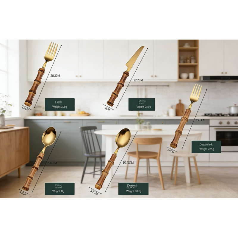 Ensemble de couverts en acier inoxydable de qualité supérieure - coutellerie durable, résistante à la rouille et lavable au lave-vaisselle pour la maison, les fêtes et les cadeaux