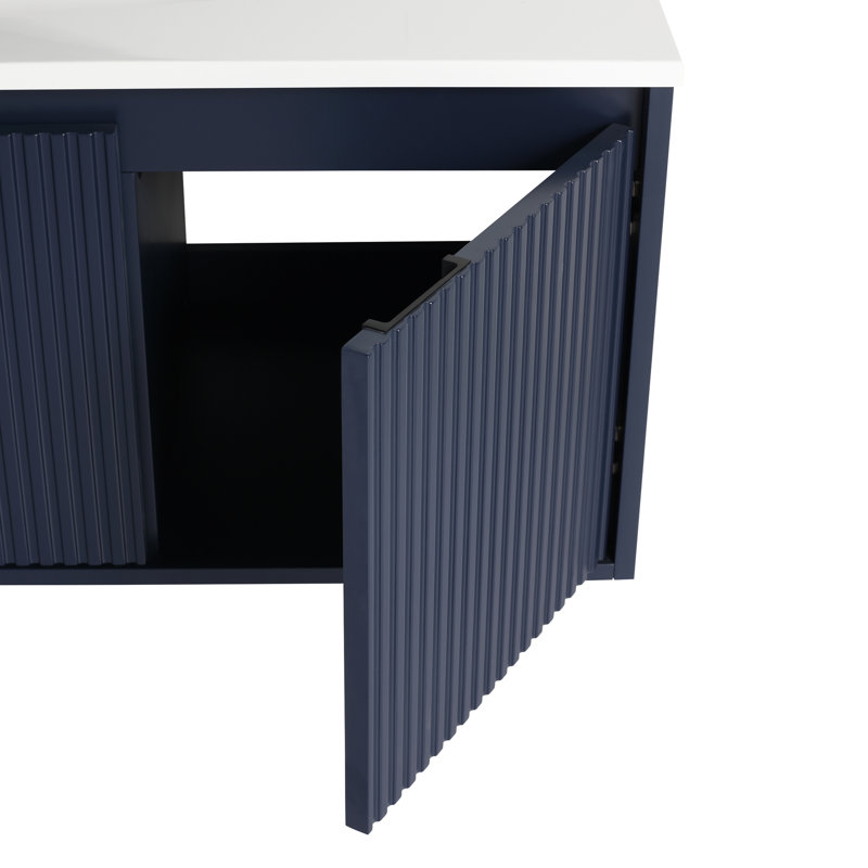 Meuble-lavabo de salle de bain avec lavabo en résine 48 po - Bleu marine