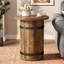 Table de bout ronde 19,7 po, petite table d'appoint Farmhouse avec bandes métalliques-304006117