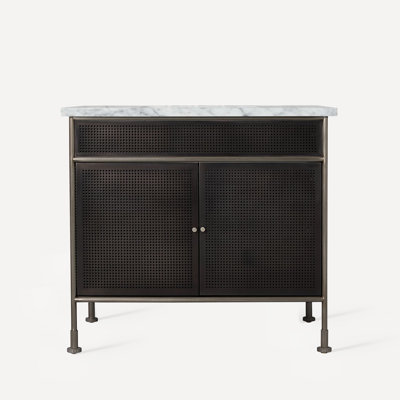 Meuble-lavabo Mackey de 36 po en étain brossé avec fer noir Craft Series