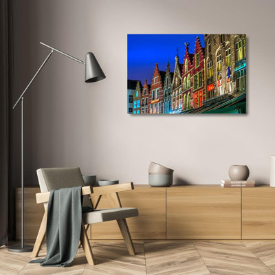 Steve Mohlenkamp Gallery Canvas Art: Architectural rooftops in the city center in Bruges, Belgium EU04 SMO0007