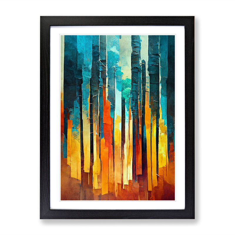 Torn Abstract Forest No.8 - Single Picture Frame Print, Black, 64cm H x 46cm W