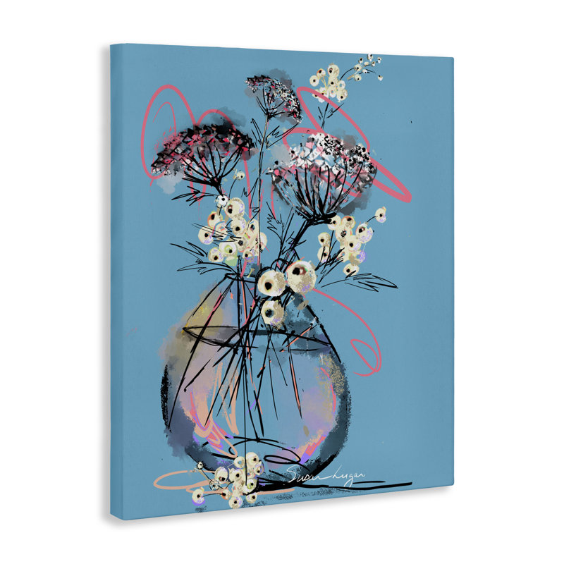 Toile abstraite «Snowberries», conception par Susan Lugar, H 20 po x l 16 po