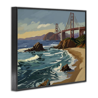 San Francisco Shoreline Framed Giclee Art, design by Amelia Noyes