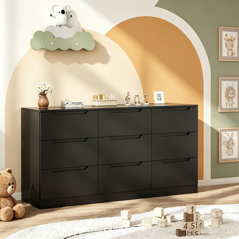 Commode 9 tiroirs, armoire de rangement moderne pour la chambre à coucher, commode en bois pour le salon