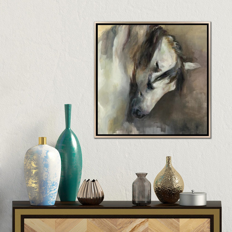 Classical Horse by Marilyn Hageman iCanvas, 18" H x 18" W x 1.5" D, Champagne Floater Frame Canvas