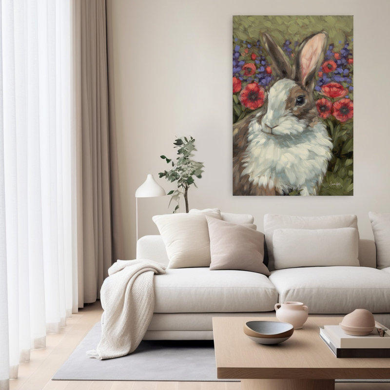 Spring Melody, art contemporain de lapin, H 60 po x l 40 po