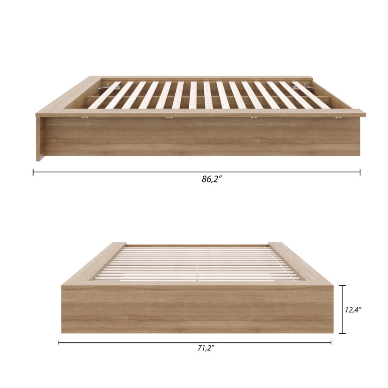 Hamdija Platform Bed, Brown Oak, Queen